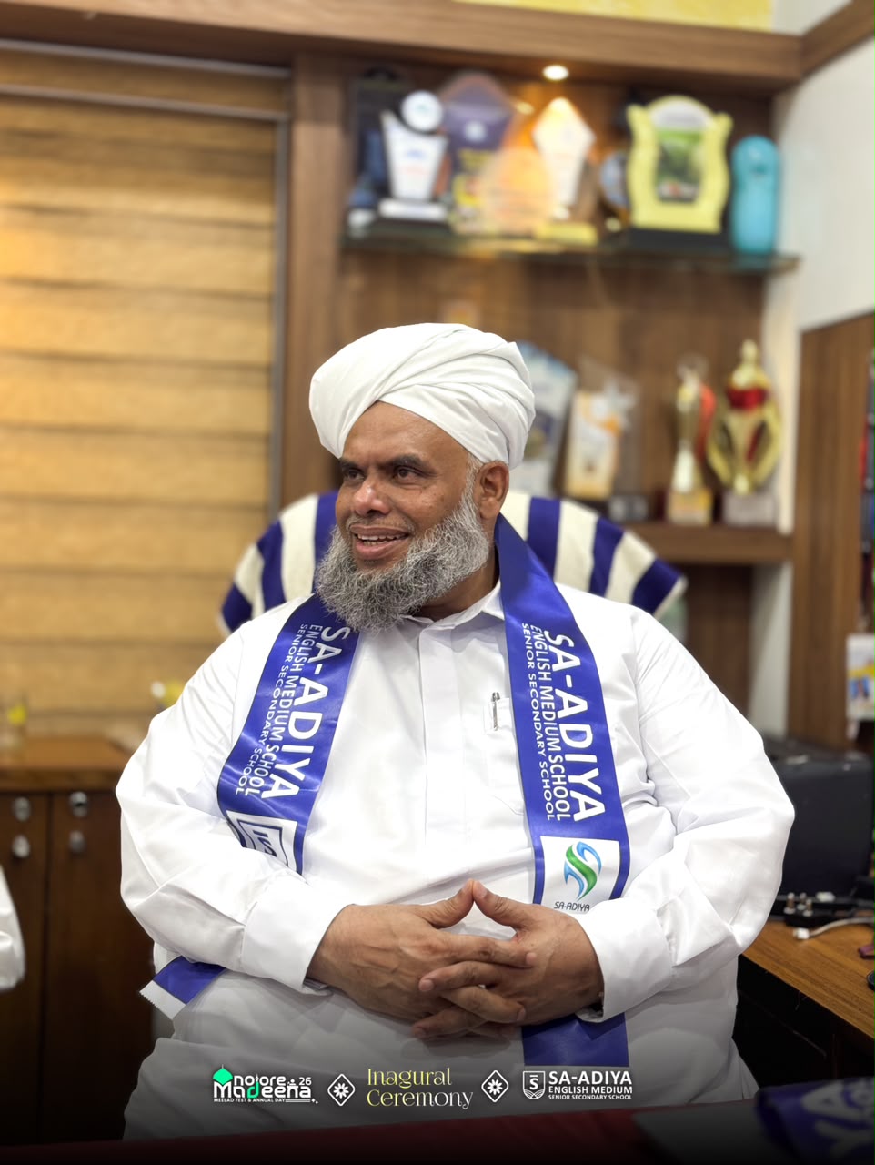Sayyid Ibrahimul Khaleel Al Bukhari Thangal at Sa-adiya for inauguration of  the ‘Noore Madina ’26’ Milad Fest and Annual Day celebrations.