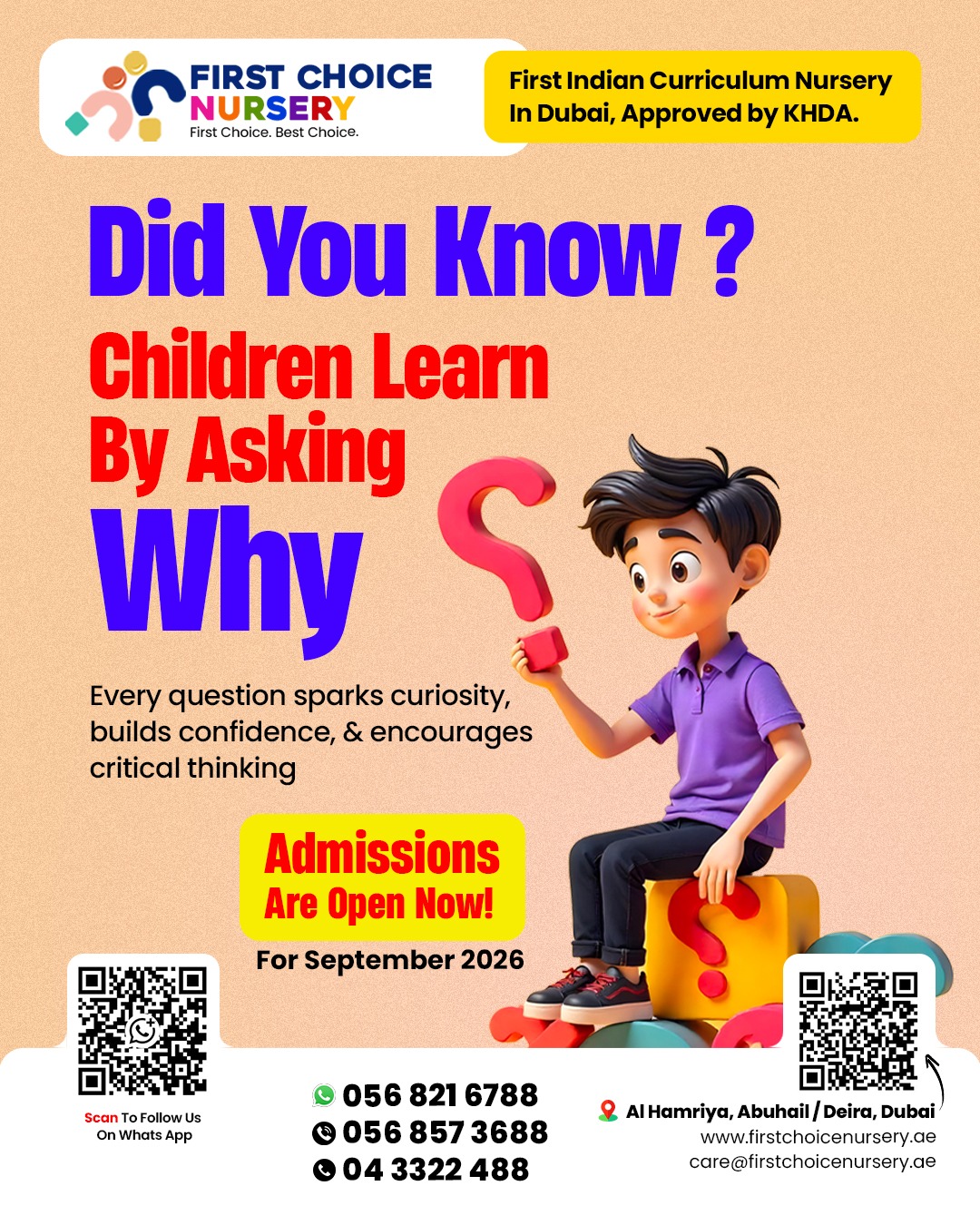 First Choice Nursery has opened admissions for the September 2026 academic year